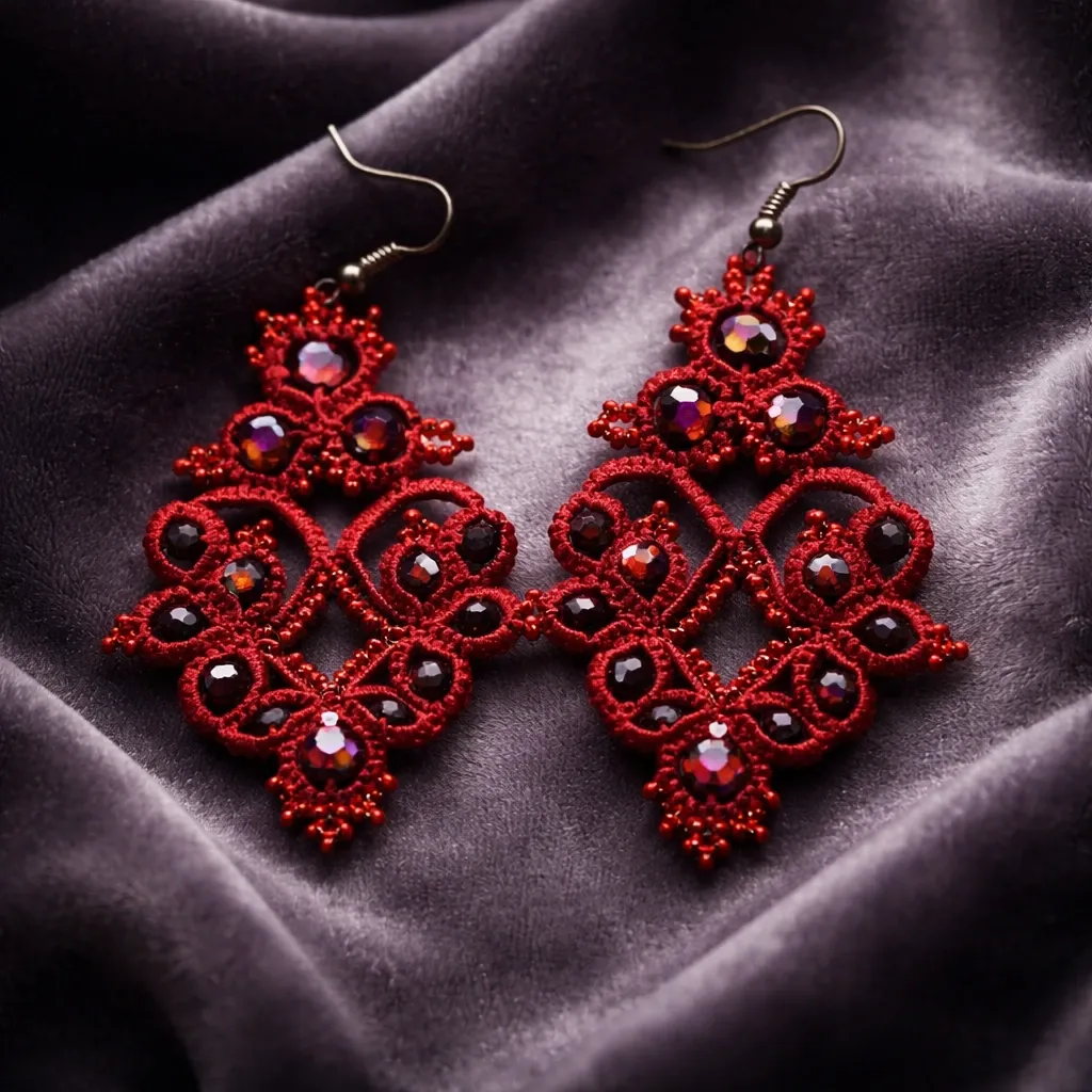 Pendientes XL ultraligeros color granate |  Joyería artesanal española