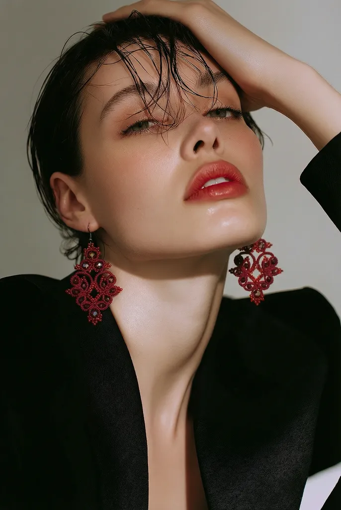 Pendientes XL ultraligeros color granate |  Joyería artesanal española